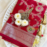 Soft Red Semi Georgette Soft Silk Saree -VS2002